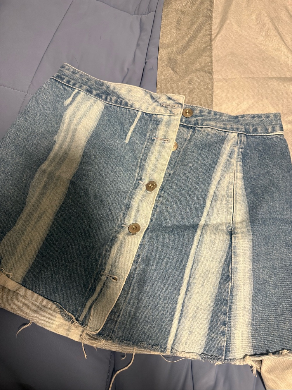 3x1 Light and Dark Blue Striped Denim Skirt